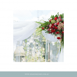 Floral decor on wedding arch