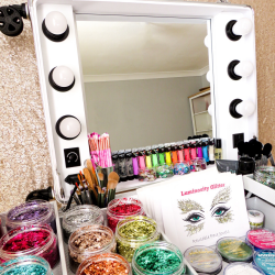 Luxury Eco Glitter Bar by Luminosity Glitter with a Hollywood mirror