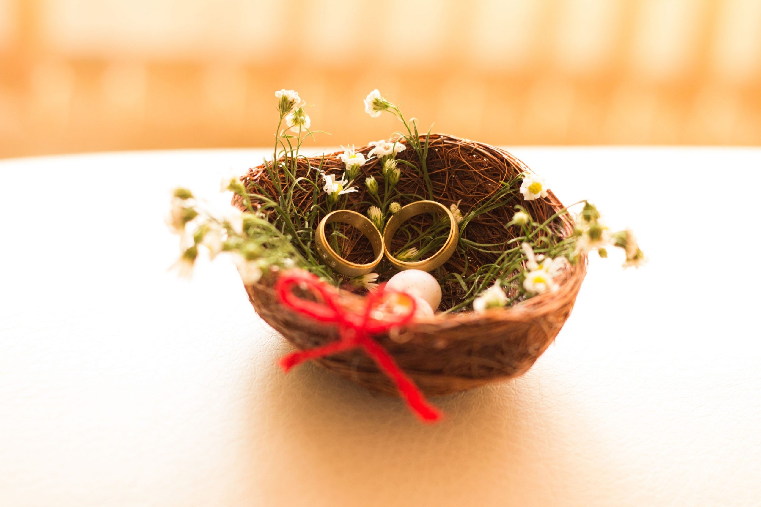 Wedding Rings in an Easter Basket Peak to Coast Celebrant on Tie The Knot Wedding Directory