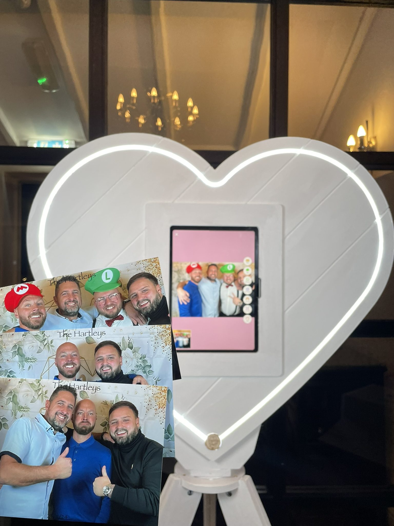 Photos and heart shaped photo booth