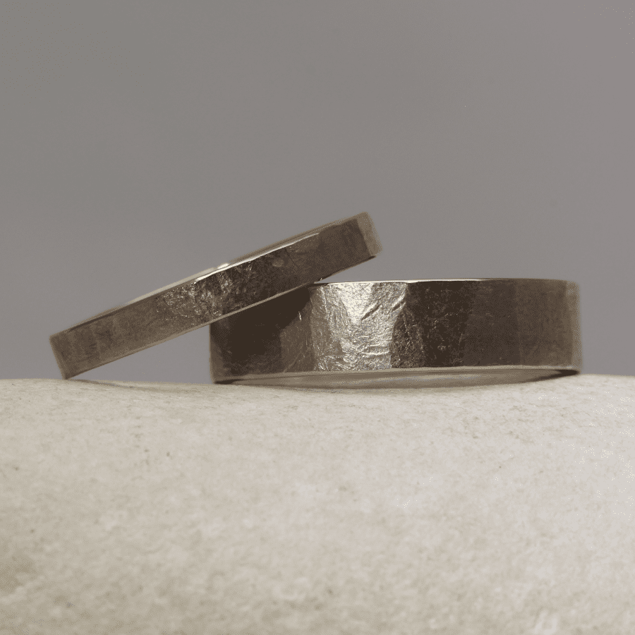 Pair of matching wedding rings in white gold