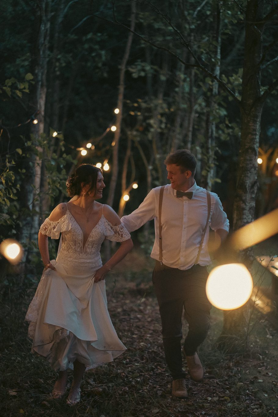 bride and groom outdoors