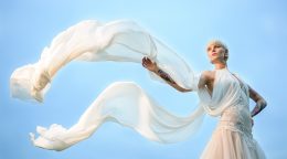 bride with floating veil