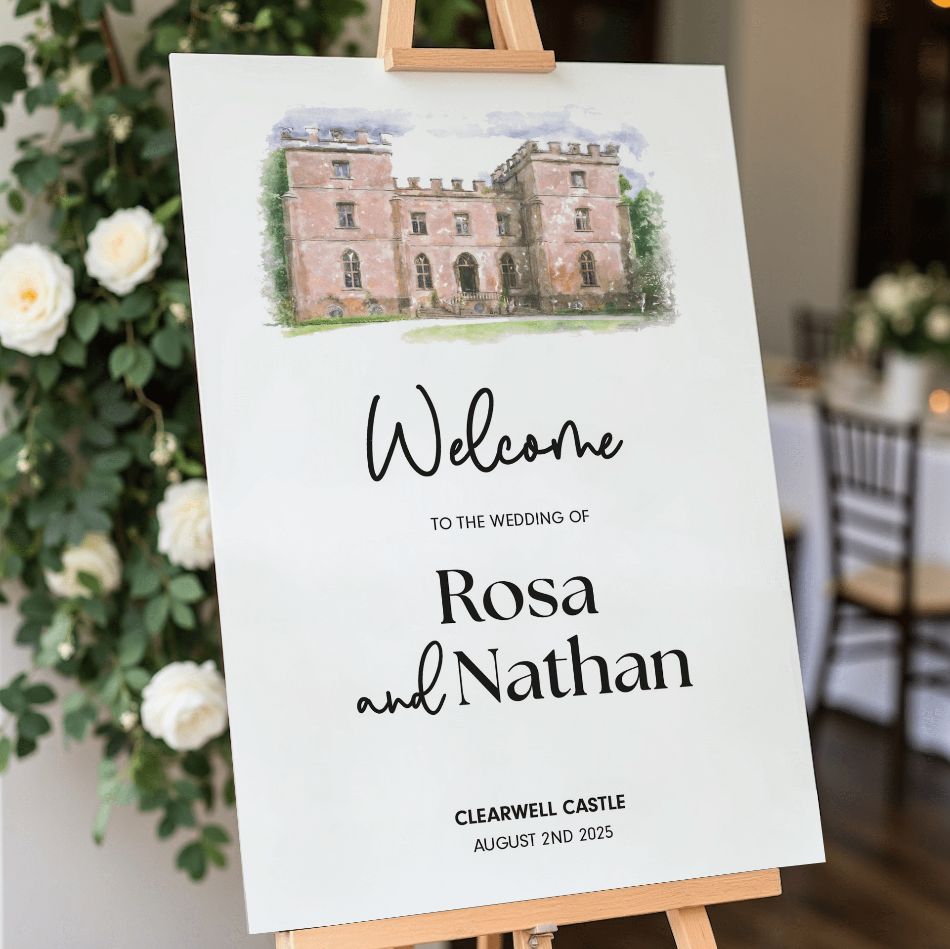 Custom Watercolour Welcome Wedding Sign