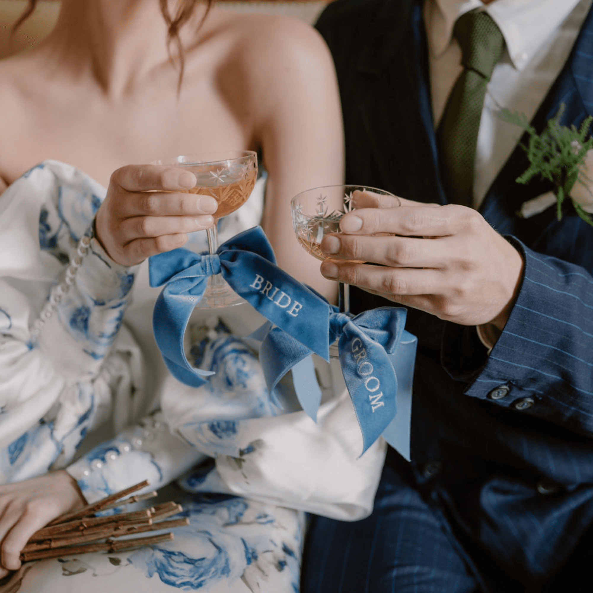 Personalised Bow Embroidered With Guest Name Initials - with Ties