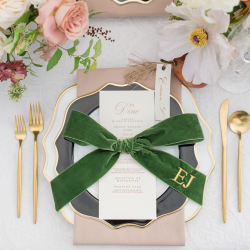 Monogrammed Velvet Bow - Ribbon Embroidered with Initials