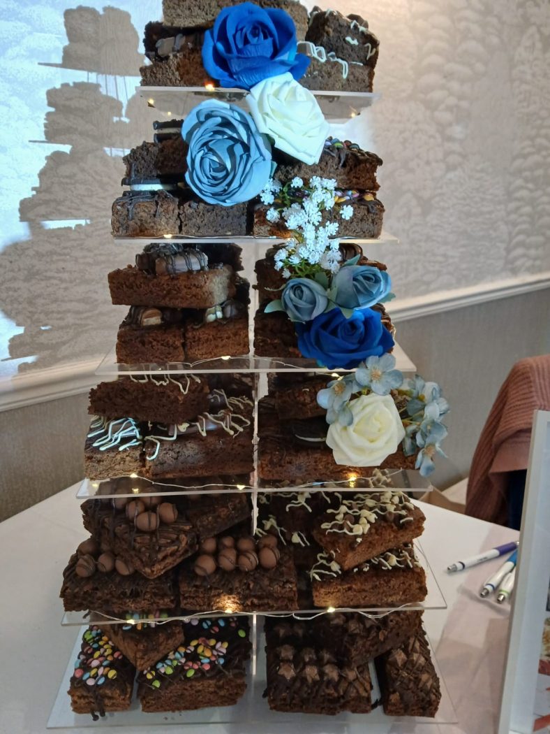 chocolate brownie tower