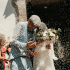 bridal couple with confetti