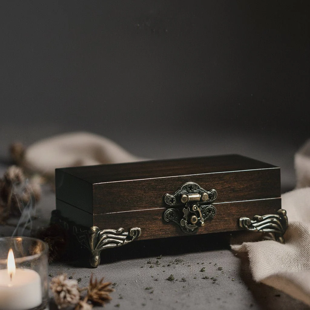 Wooden wedding ring box for a wedding ceremony