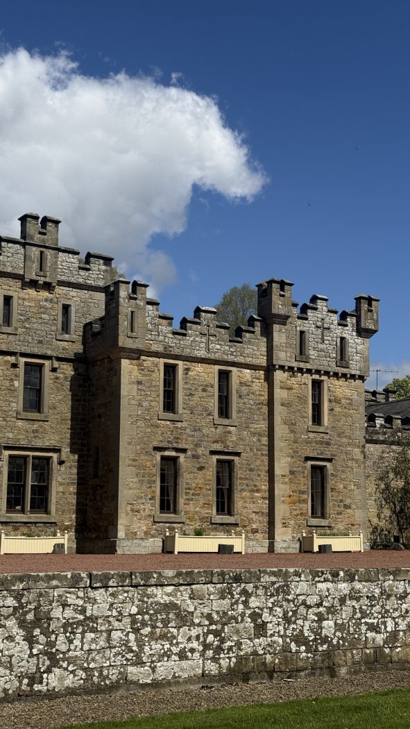Castle structure with a blue sky background