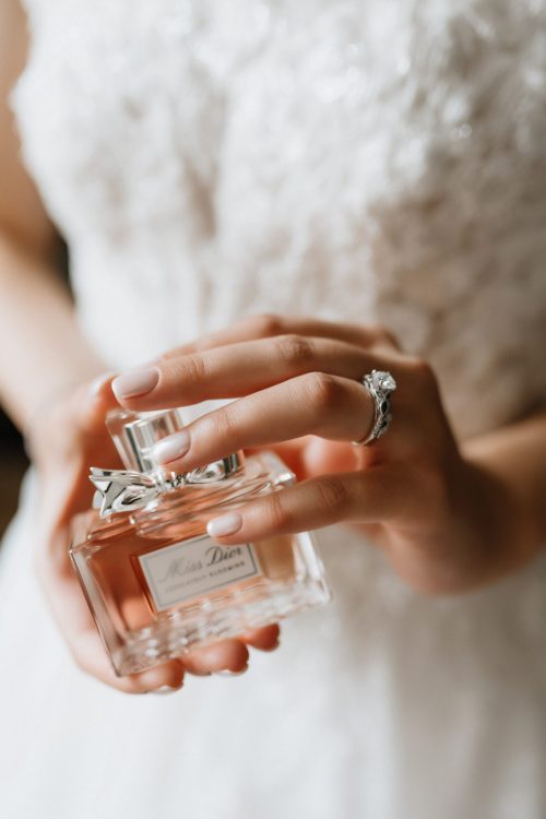 bride with perfume