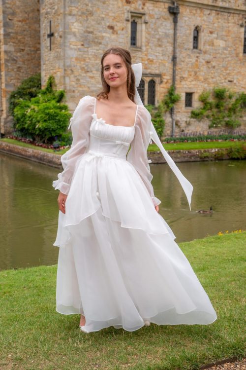 bride in layered wedding dress