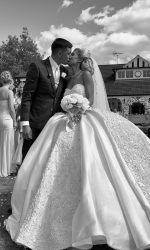 bride and groom outdoors